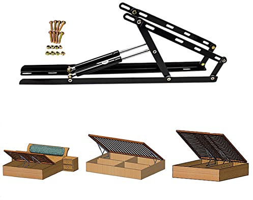 2pcs Pneumatische Bett Hebemechanismus,Hebemechanismus FüR Schwere BettkäSten,MöBel Gasdruckfeder,GasdruckdäMpfer,Klappenbeschlag,Bett HebezubehöR,Hebemechanismus FüR Das Bett,Gasfedern,Gasfeder