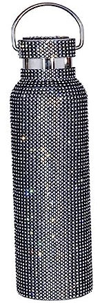 susiodeu Glitter Vacuum Flasks Stainless Steel Insulated Rhinestone Thermos with Handle Handmade Tea Water Bottle Kettle Cup Home Car, Black/750ml