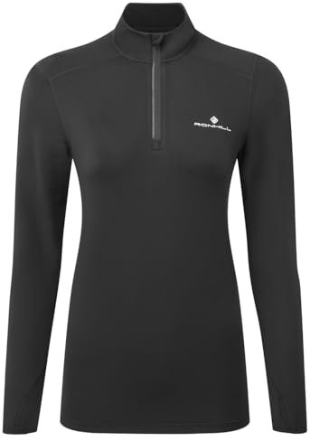 Ronhill Womens Core Thermal 1/2 Zip Running Shirt, Black/Bright White, 12 EU
