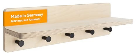 Generisch Wandgarderobe mit Ablage - Holzgarderobe Made in Germany, Garderobe 60 cm breit, Garderobenleiste mit Ablage