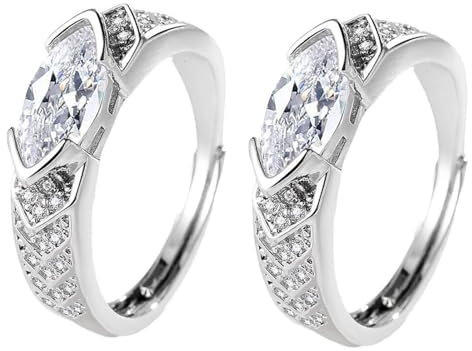 Oaiyeie Magnetischer Lymphtherapie-Titan-Ionen-Moissanit-Diamantring, reinigt Blutkreislauf und Lymphknoten, modischer offener Zirkonia-Ring (2PCS)