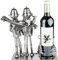 BRUBAKER Weinflaschenhalter Skifahrer Paar - Metall Skulptur Flaschenhalter Paar mit Skiern und Skistöcken - Wein Geschenk für Skifahrer und Wintersportler - Flaschenständer mit Geschenkkarte