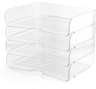 WENLISELL 4 Tier Clear Stack Desk Letter Tray, Acrylic Desk Organiser Paper Trays, Acrylic File Document Organizer Tray for Home, School, Office