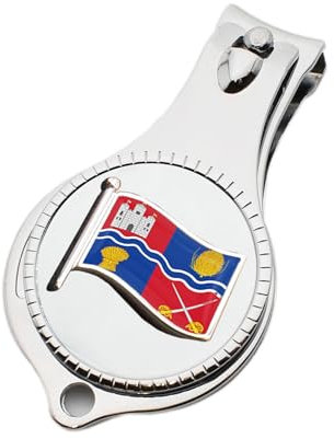 Flag of Newbury Town England Design Pocket Metal Nail Clipper and Bottle Opener with Personalised Engraved Message, Presented in a Velvet Pouch