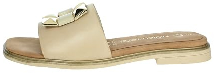 MARCO TOZZI Damen Pantoletten aus Leder Bequem, Beige (Cream), 36 EU