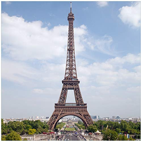 Wallario Glasbild Eiffelturm in Paris - 55 x 55 cm Wandbilder Glas in Premium-Qualität: Brillante Farben, freischwebende Optik