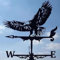 DAGESVGI Wetterfahne aus Metall, Retro-Hahn, Eule, Eichhörnchen, Hexe, Wetterfahnen, Gartenpfahl, Wetterhahn, Halterung, Hausdach, Gusseisen, Windrichtungsanzeiger, Dekoration (Adler)