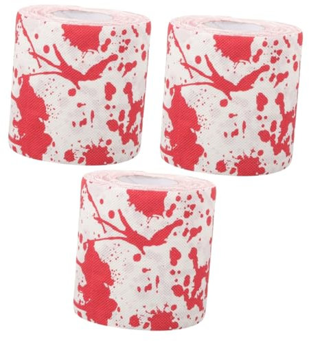Healeved 3rollen Roll Blutstain Toilettenpapier Kreative Halloween-dekoration Mit Bluthandmuster Für Partys Witziges Für Schaurigen Spaß Im Badezimmer