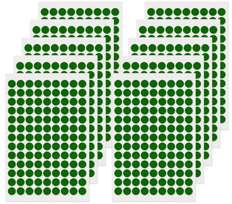 FINDAT Klebepunkt Etiketten 13 mm Rund Kleine Wasserfeste Markierungspunkte Selbstklebende Aufkleber zum Beschriften für Büro Haus Schule DIY 1170 Stück Grün