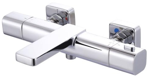 iVIGA Badewannenarmatur mit Thermostat, Badewannen Duscharmatur 2-in-1 Auslauf Mischbatterie aus messing für Badewannenarmaturen mit Verbrühungsschutz,G1/2 Anschluss