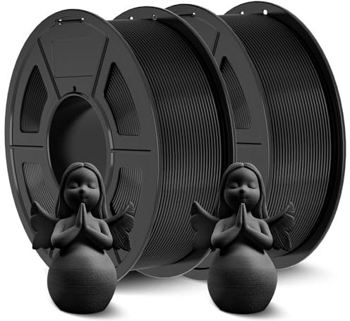 JAYO ABS Filament 1,75mm (Schwarz+Schwarz), 2kg (2 * 1kg/Spule), ANTI-WARPING/HOCHSCHLAGFESTES/HITZEBESTÄNDIGES, Maßgenauigkeit +/-0,03mm, 3D Drucker Filament