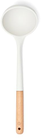 Yum Asia Premium Soup Ladle with Beech Wood Handle and Premium Silicone (Ice White)