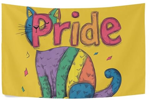 FRODOTGV Pride Month A Rainbow Cat Wandteppich, Wandbehang für Wohnzimmer, Wäsche, Dekoration, 152,4 x 101,6 cm