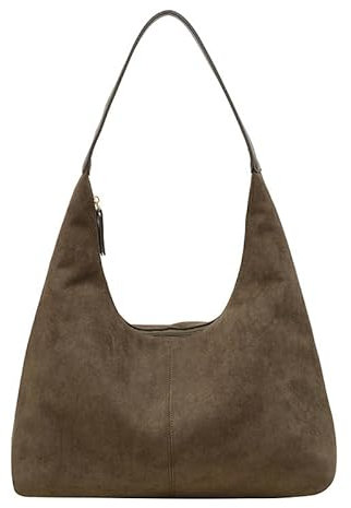 fdsmall Tote Bags für Frauen Braun Wildleder Tote Bag Große Kapazität Slouchy Schultertaschen Handtaschen für Schule Arbeit Einkaufen Reise Täglicher Gebrauch (Green)