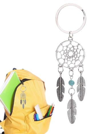 Mini Trauma Catcher-Traum Catcher Key Ring mit einem Federcuaste, Handmade Dream Catcher Schlüsselanhänger Feder Boho Ornamente | Papierkartenverpackung Aluminiumlegierung 4,41 Zoll als Ganzes