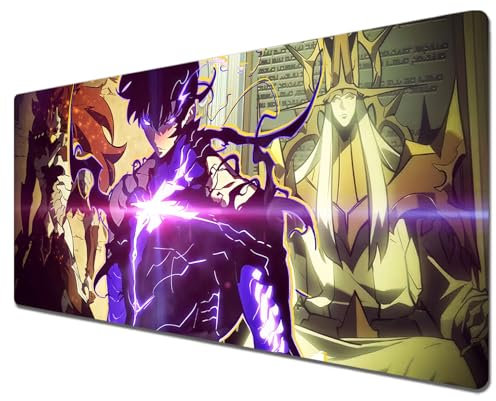 Solo Leveling Tapis de Souris Anime XXL Grand 800 x 300 mm Tapis de Souris Gamer Hydrorésistant avec Base en Caoutchouc Anti-Glissant Surface Texturée Idéal pour Ordinateur et PC