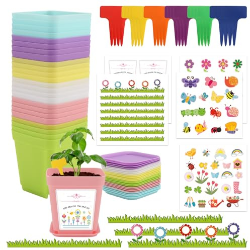 Micvtve 24 Sets Gifts for Students from The Teacher End of Year Class for 24 Students End of Term Gifts No Seed School Leavers Present Plant Pots for Seeds Motivational Prizes (Colorful)