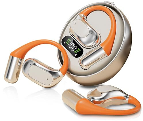 Moorstdel Écouteurs ouverts – Écouteurs sans fil avec basses lourdes, écouteurs Bluetooth 5.4 pour la course à pied, écouteurs stéréo ouverts, conduction osseuse, écouteurs Hi-Fi, appels clairs (gris)