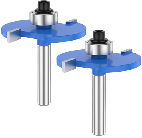 2pcs Biscuit Jointer Router Bit with 1/4 Shank Joint Slot Cutter with Bearing Slot Woodworking Tool for Plywood Slotting Grooving Rebating