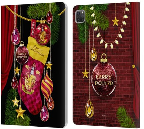 Head Case Designs Licenza Ufficiale Harry Potter Gryffindor Ornamenti Natalizie Custodia Portafoglio in Pelle Compatibile con Apple iPad PRO 11 2020/2021 / 2022