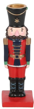 Nutcracker Taper Candle Holder | Red Christmas Nutcracker Decor | Festive Table Centrepiece for Taper Candles