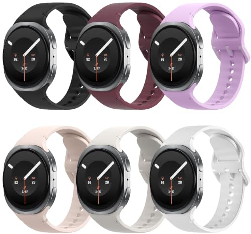 TiMOVO 6 Stück Sport Armband Kompatibel für Samsung Galaxy Watch 8 Armband 40mm 44mm/Galaxy Watch 8 Classic 46mm (2025), Weiches Sillikon Uhrenarmband Ersatzarmband für Damen Herren