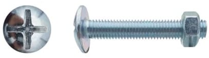 100 Boulons Poêlier Tête Ronde Large Fendue en Croix 8 x 80 mm - NFE 25129/4032 - Zingué blanc - D-Work