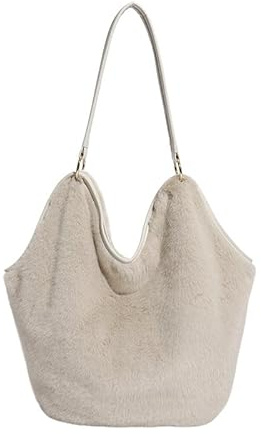 JXpxbao Plüsch Schultertasche Damen Winter Fluffige Tote Taschen Elegante Kunstfell Handtasche Große Weiche Flauschige Pelzige Shopper Für Herbst Und Winter