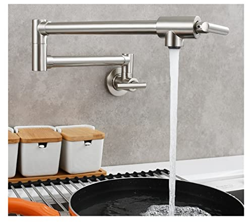 Klappbarer Wasserhahn mit zwei Schaltern aus Messing, fortschrittlicher rotierender Küchenarmatur, an der Wand montierter Kaltwasserhahn(1 UK)