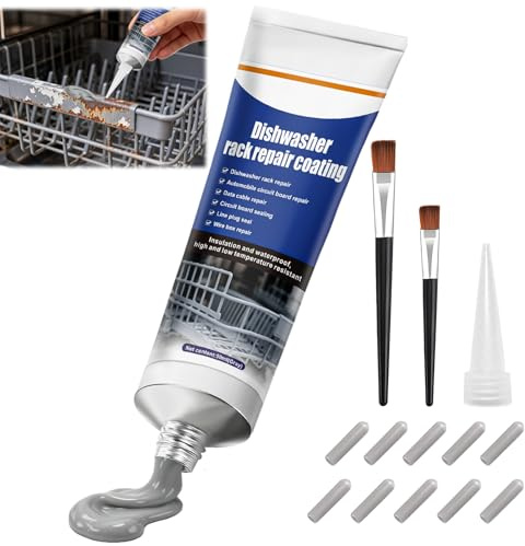 Dishwasher Rack Repair Kit, Waterproof, Resistant to High Temperature, 50ml | Dishwasher Rack Repair Coating Grey, Durable Rust Resistant Waterproof Protective Coating, Fits Most Dishwashers for Rack