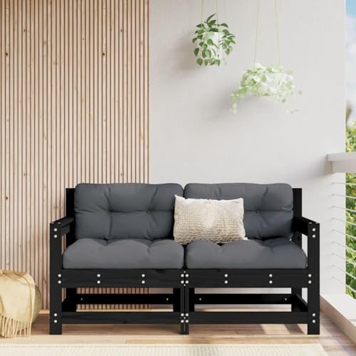 Garten-Ecksofas 2 Stk. Schwarz Kiefer Massivholz 62x66x70,5 cm | Modulares Design für flexible Anordnung, Massives Kiefernholz für Langlebigkeit, Latten-Design für rustikale Optik