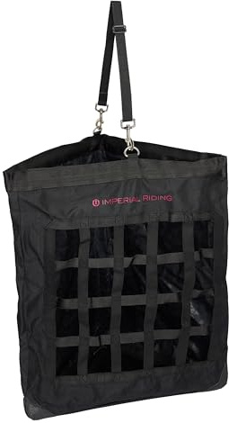 Imperial Riding Eck Heunetz IRH Corner Web Hay Feeder, platzsparendes Eck Heunetz aus 900D PVC beschichtetem Polyester, Schwarz, 1SIZE