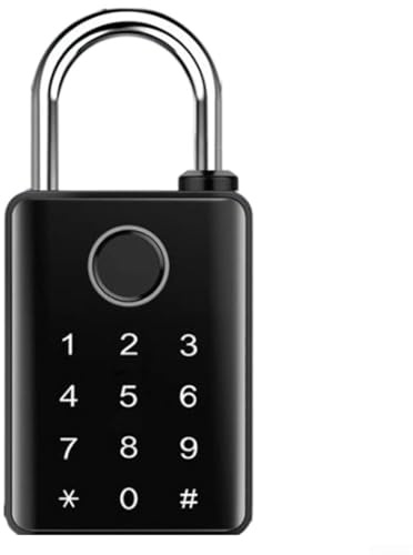 SageFurned Smartes Fingerabdruck-Vorhängeschloss mit NFC, für Tuya App-Steuerung, 50 Fingerabdrücke, wetterfestes Schloss aus Zinklegierung, Schloss für Gartentor, Schuppen, Lager, schwarz, 7 mm Bügel