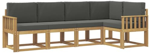 vidaXL Outdoor-Sofagarnitur mit Kissen 5 pcs Weiß und Anthrazit, Garten, modernes Outdoor-Sofa, wetterfestes Lounge-Möbel, perfekte Terrasse für gemütliches Sitzen