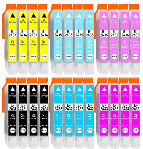 24XL Patronen Kompatibel für Epson Expression XP-55 XP-750 XP-760 XP-850 XP-860 XP-950 XP-960 XP-970 | Ersatz Tintenpatronen Set Nr. 24XL (24er Pack)