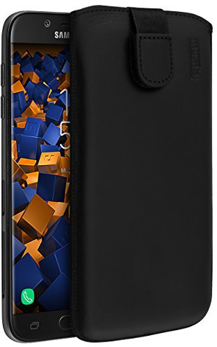 mumbi Echt Ledertasche kompatibel mit Samsung Galaxy J5 2017 Hülle Leder Tasche Case Wallet, schwarz