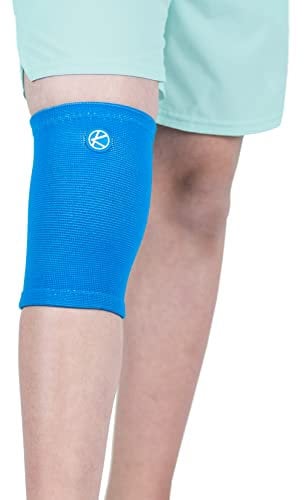 KARM Kniebandage Kinder - für Mädchen & Jungen | Kinder Knie Kompression Bandage für Sport & Fussball & Gymnastik & Knieprobleme | Kids Compression Knee Sleeve (1 Stück, Blau)