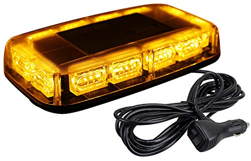 ASPL [Upgraded 5] 48LED Roof Top Strobe Lights, High Visibility Emergency Safety Warning LED Mini Strobe Light bar with Magnetic Base for 12-24V Snow Plow, Trucks, Construction Vehicles (Amber)