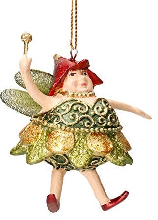 mini Elfe Fee Dicke Elfe Anhänger Deko Hänger 8 cm hoch Ostern Osterdeko Advent Weihnachten Christbaumschmuck (grün-Gold)