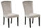Stuhl grau mit Nieten Samt 2er Set Beine aus Kiefernholz Glamour Stil Piseco