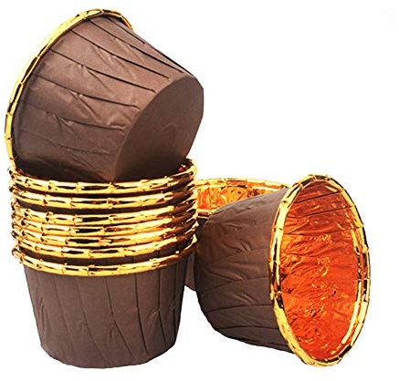 Spesh 50 Stücke Papier Backförmchen Muffinformen Einweg-Backbecher,für Weihnachten,Hochzeit,Geburtstagsfeier,7-Farben(Kaffee)