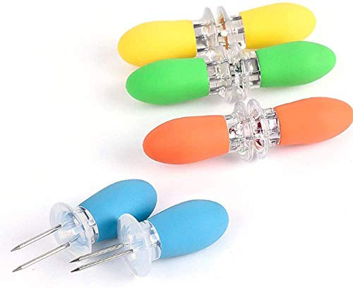 Yilu Premium Maiskolbenhalter, 8 Stück, multifunktional, Maiskolbengabel, Edelstahl, Grill-Maiskolbenhalter, Spieße, Nadel, BBQ-Werkzeug, ABS-Kunststoffgriff für Zuhause Kochen und Grillen