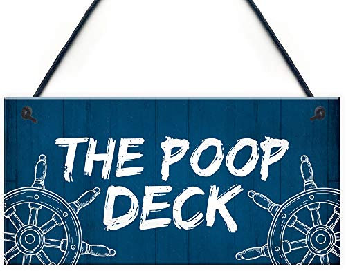 RED OCEAN Funny Nautical Theme Sign For Bathroom Toilet Loo Beach Theme Home Decor