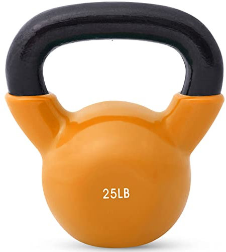 JFIT Kettlebell Weights Vinyl Coated Iron, 25 LB,25LB - Orange