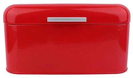 Raguso Solid Color Retro Metal Bread Bin Box Large Capacity Kitchen Storage Container Household Utensils(red)