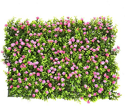 Kbsin212 Césped artificial de pared, planta artificial, para pared, césped, césped artificial, decoración de pared, para interior y exterior, balcón, con flores