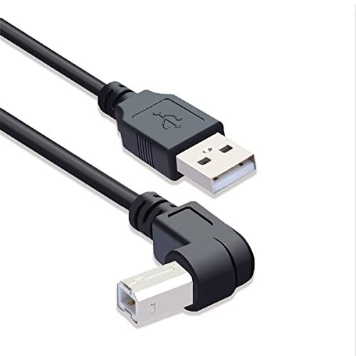 Herfair 1.5M USB to Printer Adapter Cables 90 Degree USB 2.0 A Male to B Down Angle Plug Converter Lead 480Mbps High Speed Wireless Wired Adaptor Scanner Extension Cord (left)