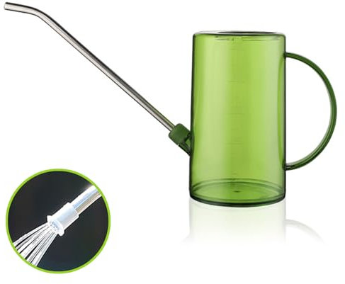 Reagia Annaffiatoio lungo in plastica per piante da interno, piccole annaffiature per piante domestiche, piante grasse e fiori, beccuccio lungo, 1 l in plastica per giardinaggio e pulizia