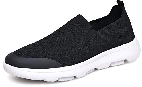 Puxowe Herren Slip On Schuhe Stricken Atmungsaktiv Leicht Freizeitschuhe Sneaker Shoes Männer 40 EU Schwarz