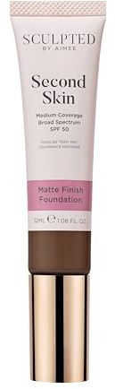 Second Skin Matte Liquid Face Foundation from Sculpted by Aimee - 32ml Buildable, Medium Coverage Foundation with Matte Finish, Hyaluronic Acid, Collagen Boosting Formula, SPF 50, (Rich Deep 6.8)